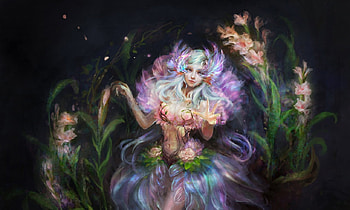 Fairy, pink, black, fantasy, art, green, girl, luminos HD wallpaper
