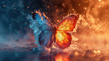 Butterfly Fire And Ice , butterfly, fire, ice, artist, artwork, digital-art HD wallpaper