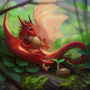 Fantasy, Food, Art, Dragon, Fantastic, Acorn HD phone wallpaper