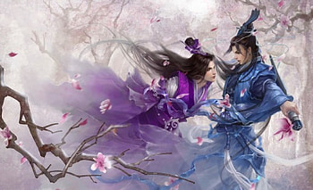 Asian Fantasy Art, kimono, asian, art, man, figure, girl, beautiful, woman, digital, fantasy, pretty, love, samurai, couple HD wallpaper