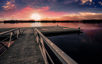 Dock Sunset, Sunset, 2015, Dock, nature, lake HD wallpaper