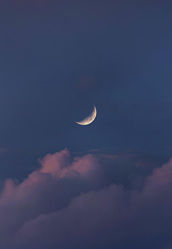 Nature, Twilight, Clouds, Moon, Dusk, Evening HD phone wallpaper