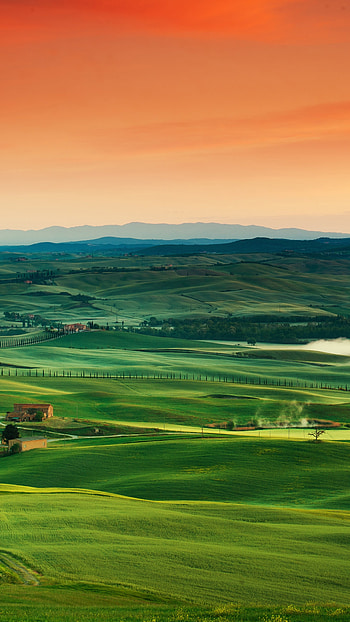 Tuscany, Grass and Sky HD phone wallpaper