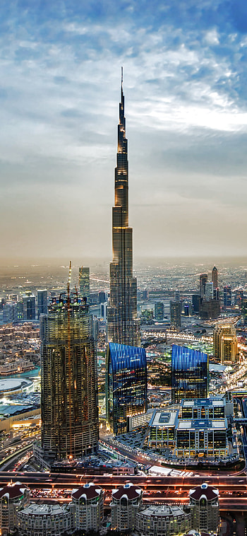 Supertall, cityscape, building, city, horizon, skyscraper, Burj Khalifa, man made, Dubai HD phone wallpaper