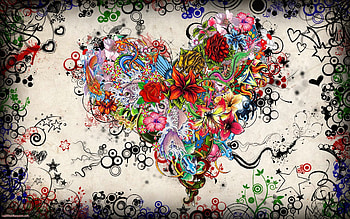 Flower Heart, colorful, love, flowers, romance, heart HD wallpaper