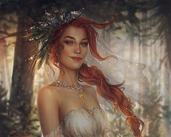 Lasy Piper Archibald, anna helme, fantasy, art, luminos, redhead, girl, bride HD wallpaper