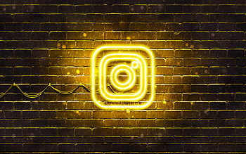 Instagram yellow logo, yellow brickwall, , Instagram new logo, social networks, Instagram neon logo, Instagram logo, Instagram HD wallpaper