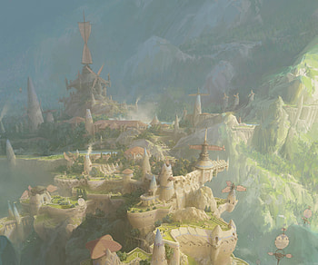 Enchanted Realms: Fantasy Cityscape, fantasy, city, fantasy city HD wallpaper
