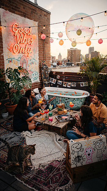 Good Vibes Only — Rooftop , friends, cocktail, neon sign HD phone wallpaper