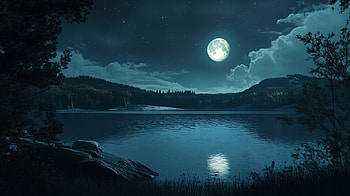 Moonlit Lake: A Stunning Ultra of Nature, moon, nature, Night Sky HD wallpaper