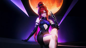 The Blood Moon Rises, anime, artwork, art, digital-art, ai, anime-girl, artist HD wallpaper
