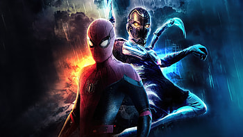 Spider Man And Blue Beetle Team Up, spiderman, blue-beetle, superheroes, artwork, artist, digital-art, art HD wallpaper