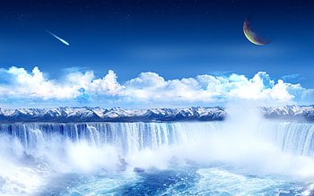 fantastical waterfalls, sky, nature, water falls HD wallpaper