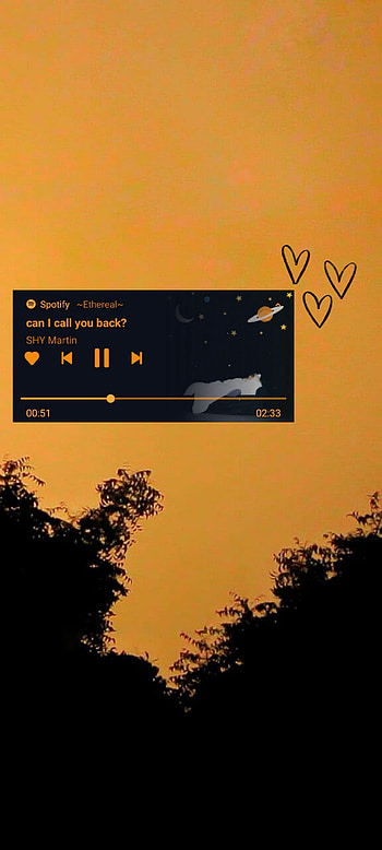 Aesthetic Music 6, atmosphere, magic, orange, sky, aestheticedit, gloomy, hearts, heart HD phone wallpaper