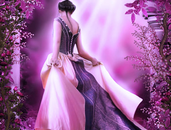 Lady, pink, flowers, 3d HD wallpaper