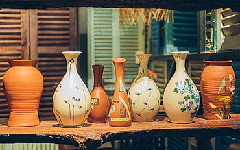 Vases, wooden, decorative, ceramics, art HD wallpaper