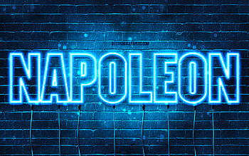 Napoleon, , with names, Napoleon name, blue neon lights, Napoleon Birtay, Happy Birtay Napoleon, popular italian male names, with Napoleon name HD wallpaper