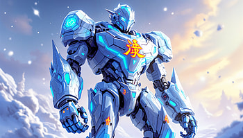Futuristic Mecha Robot in Vibrant Blue Armor, mecha, futuristic, armor, sky HD wallpaper