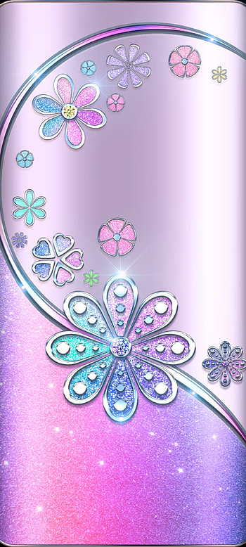 Luxury Metal flower, jewelry, aqua, beautiful, art, diamond, purple HD phone wallpaper