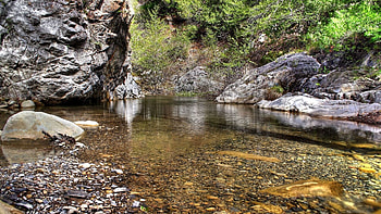 Nature, Water, Stones, Rocks, Transparent HD wallpaper
