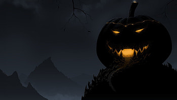 Black Halloween Pumpkin, halloween, black, fantasy, horror, 2012, dark HD wallpaper