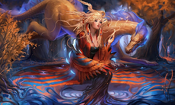 :-), dragon, wings, girl, art HD wallpaper