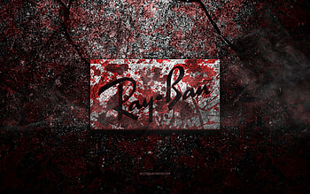 Ray-Ban logo, grunge art, Ray-Ban stone logo, red stone texture, Ray-Ban, grunge stone texture, Ray-Ban emblem, Ray-Ban 3d logo HD wallpaper