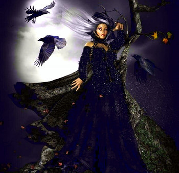 ~Gothic Witch~, fall, weird things people wear, digital art, woman, creative pre-made, witch, mixed media, love four seasons, halloween, leaves, fantasy, crows, autumn, ravens HD wallpaper