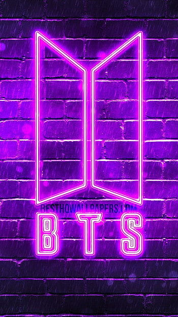 Bts Logo, Purple, Led Lights, bts, logo HD phone wallpaper