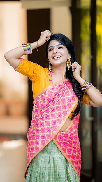 Pavitra Lakshmi, telugu actress, saree beauty HD phone wallpaper