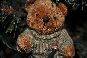 Christmas time, teddy bear, christmas, tree, ornaments HD wallpaper