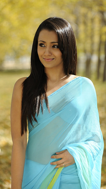 Trisha Krishnan, Saree HD phone wallpaper