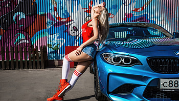 Girl With Bmw, girls, model, bmw HD wallpaper