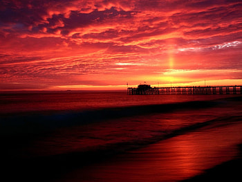 Beautiful sunset, sea, ship, red sky, beautiful, sunset, cloud HD wallpaper