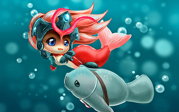 Chibi, magic, mermaid, video game, fantasy, manatee HD wallpaper