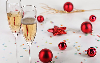 Happy New Year!2014, golden, holidays, champagne, red, decorations, christmas time, new year HD wallpaper