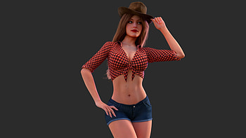 Cowgirl Salute, salute, pose, cowgirl, anime, art, brunettes, hats HD wallpaper