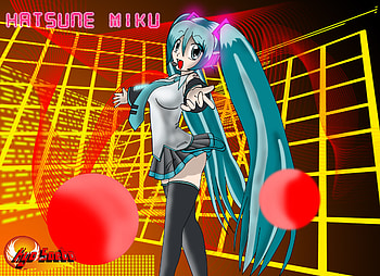 Hatsune Miku, blue, colorful, cute, headset, beautiful, vocaloid, miku, twintal, vocaloids, anime, pretty, grid, hatsune, yellow, red HD wallpaper