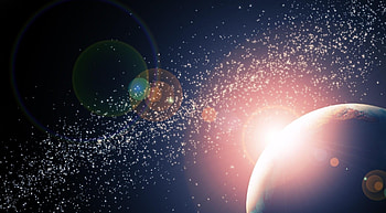 Universe, Stars, Glare, Shine, Light, Planet HD wallpaper
