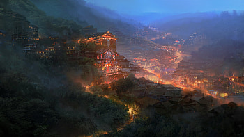Fantasy World, landscape, CG, art, Fantasy HD wallpaper