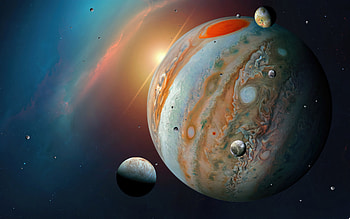 Jupiter Moons Space , jupiter, planet, digital-universe, artist, artwork, digital-art HD wallpaper