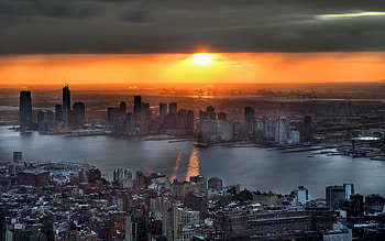 Weehawken, evening, sunset, Weehawken cityscape, Weehawken panorama, New Jersey, Weehawken Township, USA HD wallpaper