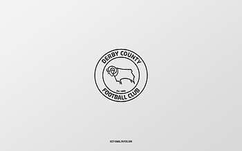 Derby County FC, white background, English football team, Derby County FC emblem, EFL Championship, England, football, Derby County FC logo HD wallpaper