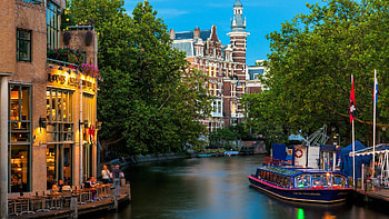 City, Amsterdam, , Boat, Building, Canal, Cities HD wallpaper