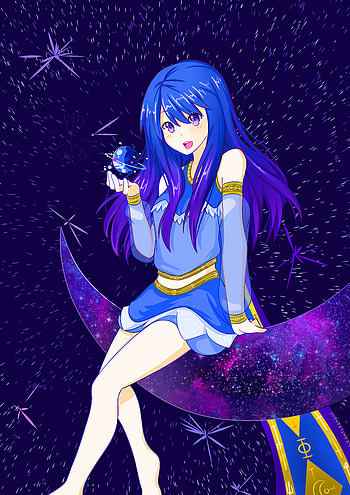 Anime, Universe, Moon, Girl, Planet HD phone wallpaper
