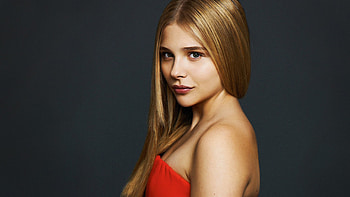Blonde Beautiful Chloe Grace Moretz Girl Model Is Standing In Grey Background Wearing Red Color Dress Girls HD wallpaper
