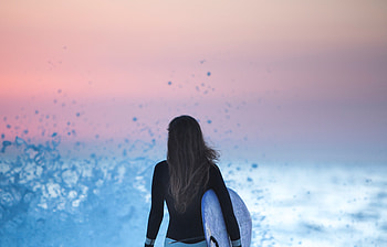 Girl surfer, beach HD wallpaper