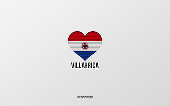 I Love Villarrica, Paraguayan cities, Day of Villarrica, gray background, Villarrica, Paraguay, Paraguayan flag heart, favorite cities, Love Villarrica HD wallpaper