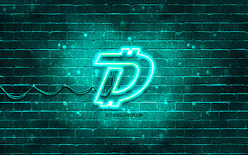 DigiByte turquoise logo, , DGB, turquoise brickwall, DigiByte logo, cryptocurrency, DigiByte neon logo, DigiByte HD wallpaper