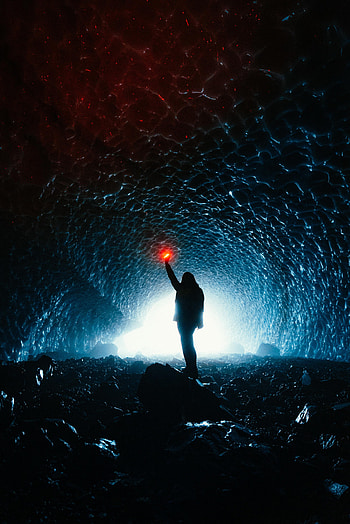 Dark, Silhouette, Girl, Glow, Cave HD phone wallpaper